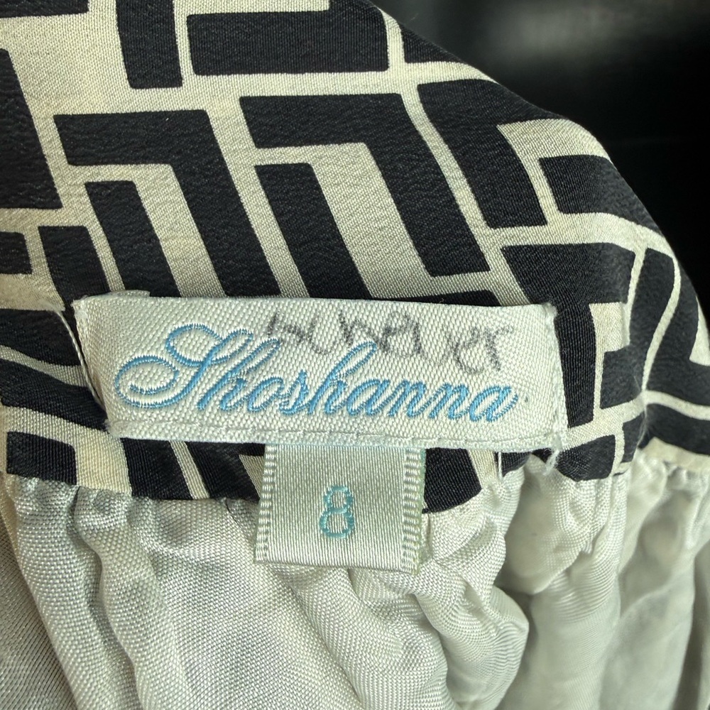 Shoshana Geometric Tie-Neck Silk Dress Size 4 - Picture 3 of 7